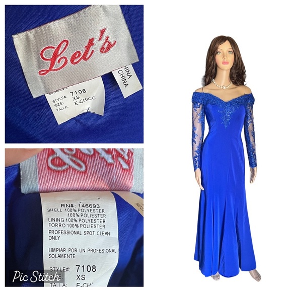 Let’s embellished blue Formal Evening Dress Gown size XS